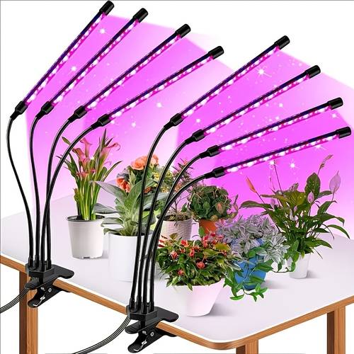 lamp led growth lamp 2 heads clamp type lamp strip blue and suitable for indoor plants of adjustable brightness 3 9 12 hours of timed operation