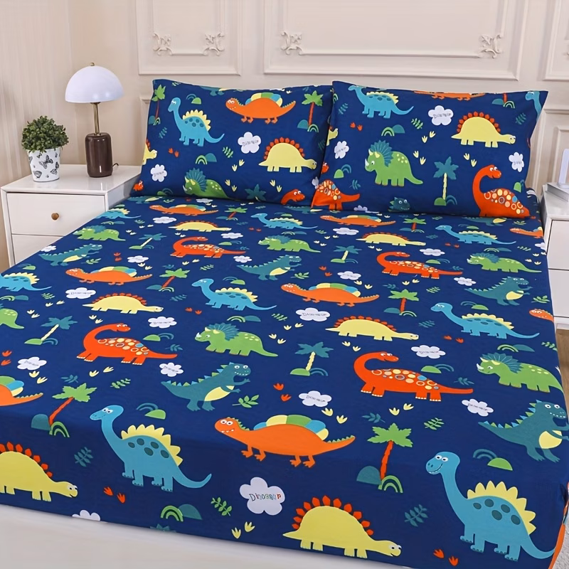 All-Season Cartoon Fitted Sheet 3pcs Set, Includes 1pc Comfortable...
