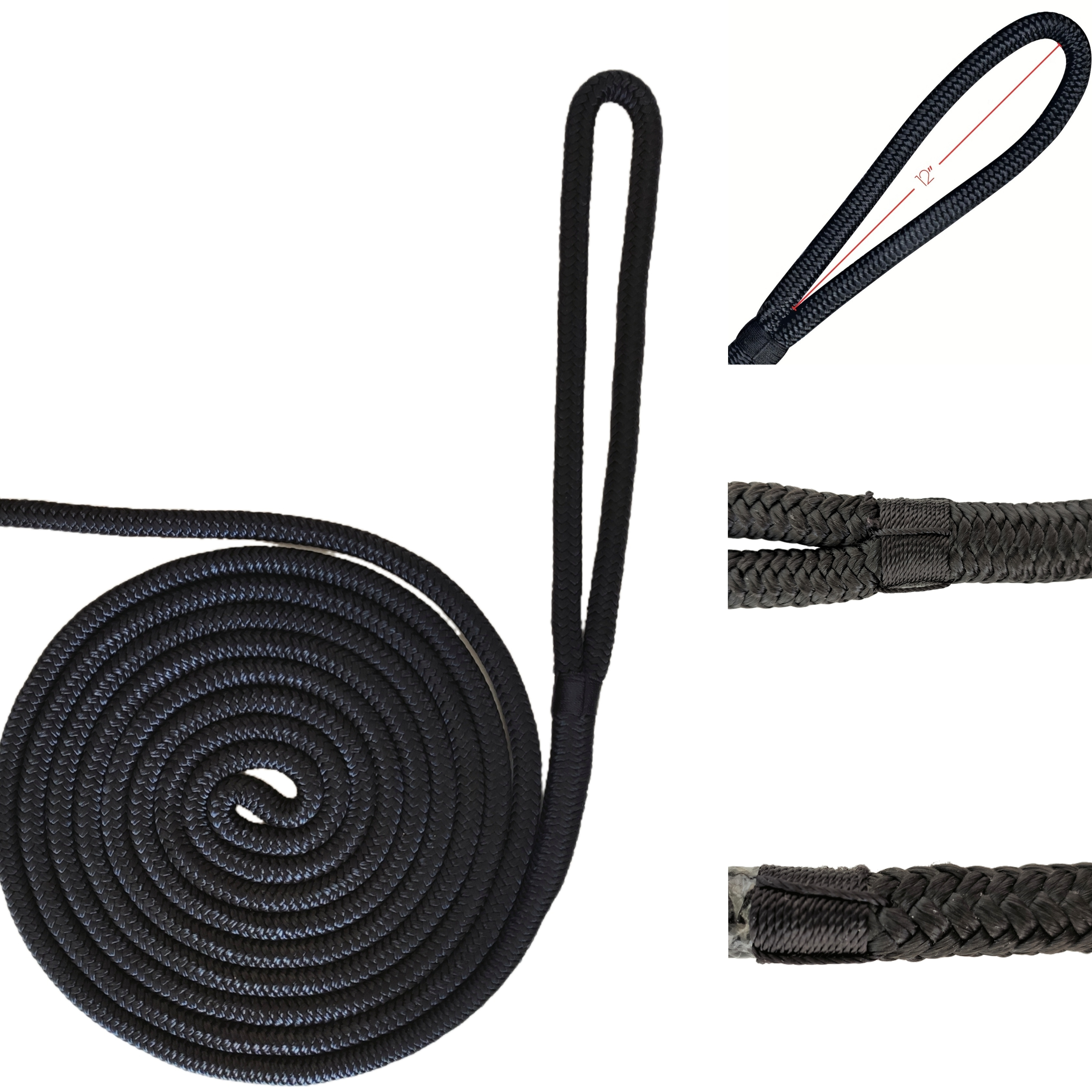 

Ultra-strong 4400lb Double Braided Nylon Dock Line, 3/8in X 20ft - Durable & Flexible For Secure Anchoring