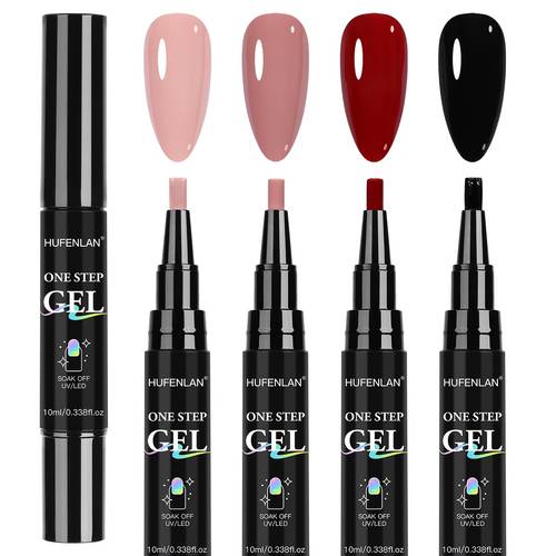 1 step gel nail polish pen all in coat in one for application for pedicures quick drying glossy end multi color options white black home nail c
