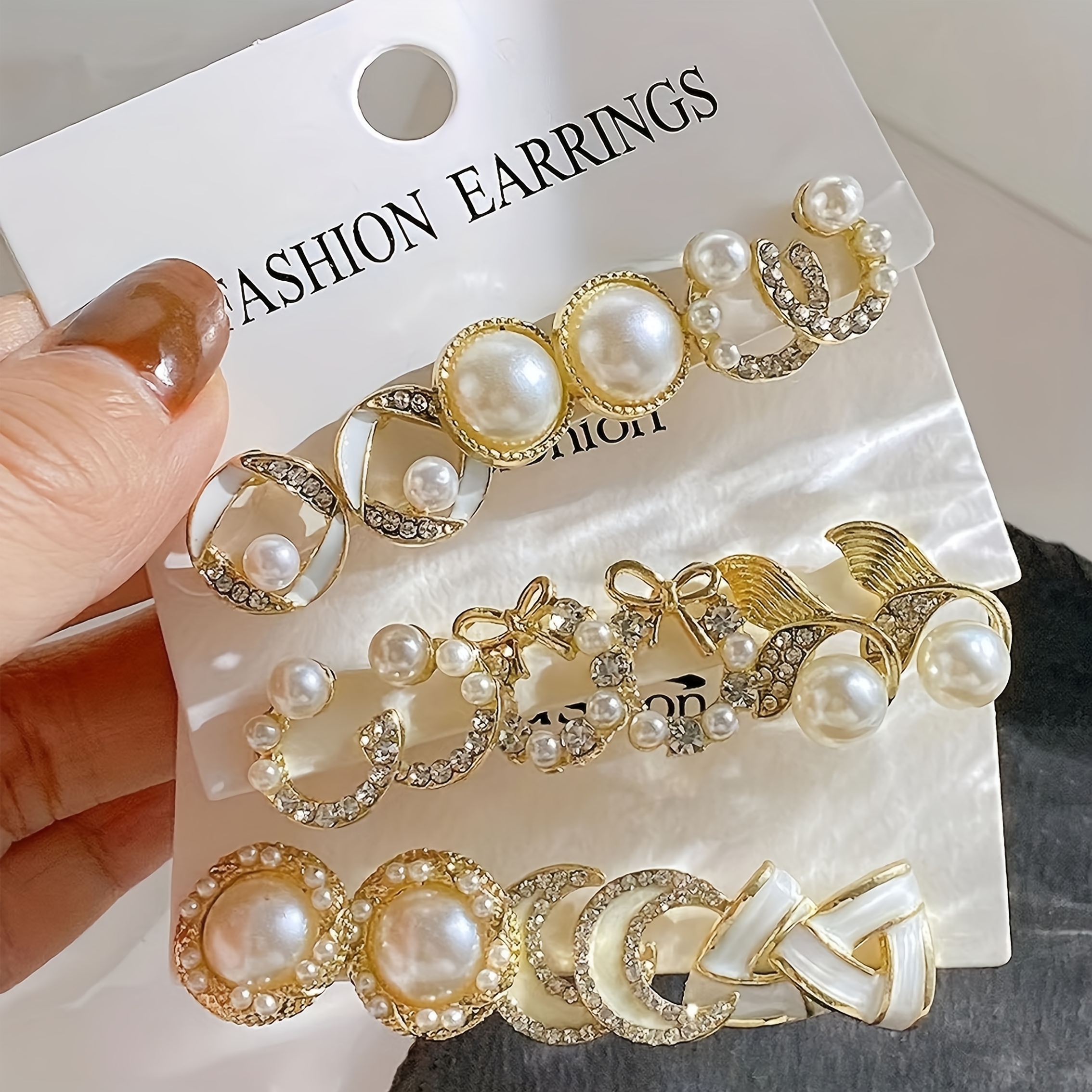 TEMU 9 Pairs Of Earrings Featuring Sparkling Designs Of , Bows, And Mermaid Tails. Choose A Color To Match With Everyday Outfits Or Party Additions