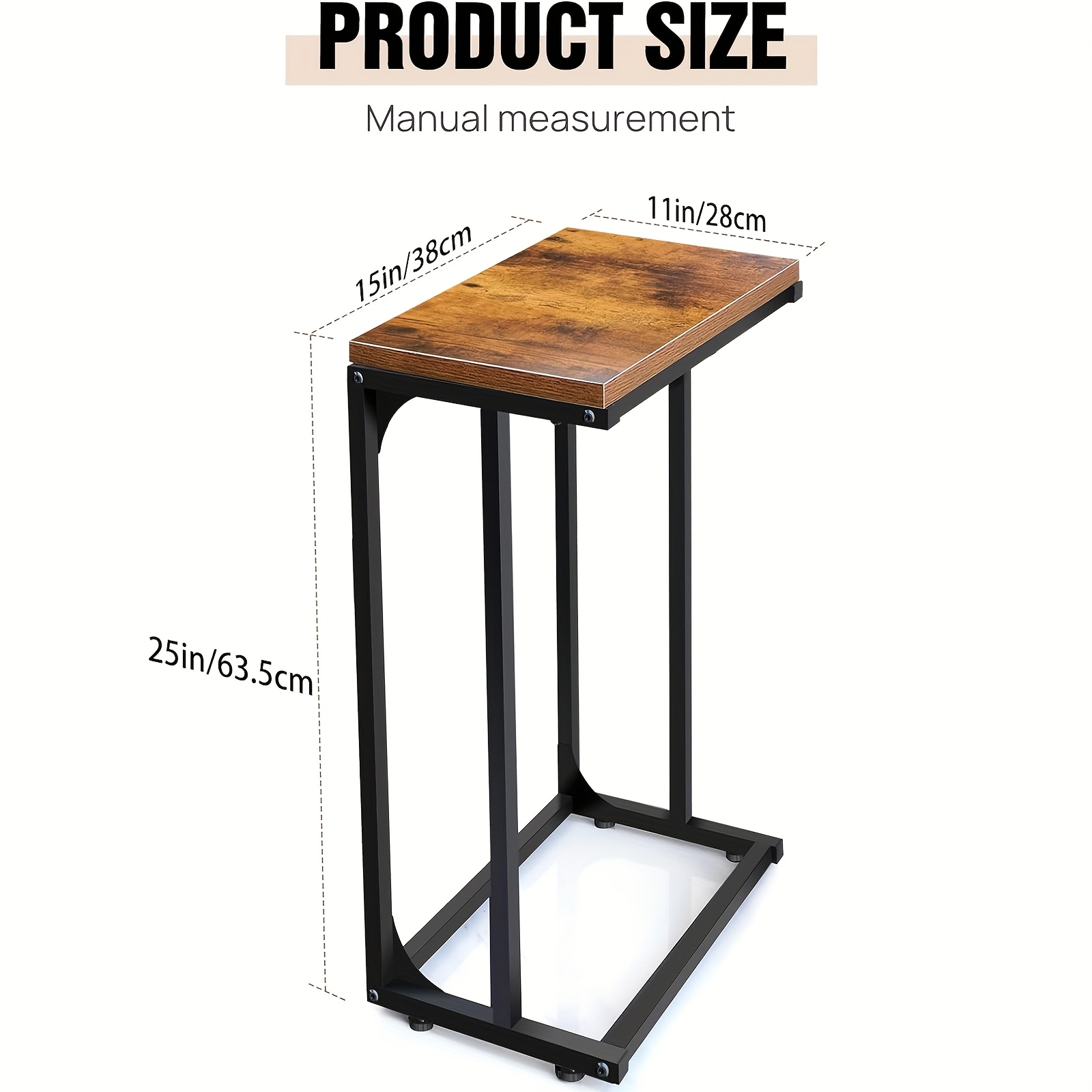 TEMU Side Table C Shaped Small Side Table With Adjustable Feet Modern Sofa Side Table For Living Room Bedroom, Couch Table, Bedside Snack Table,
