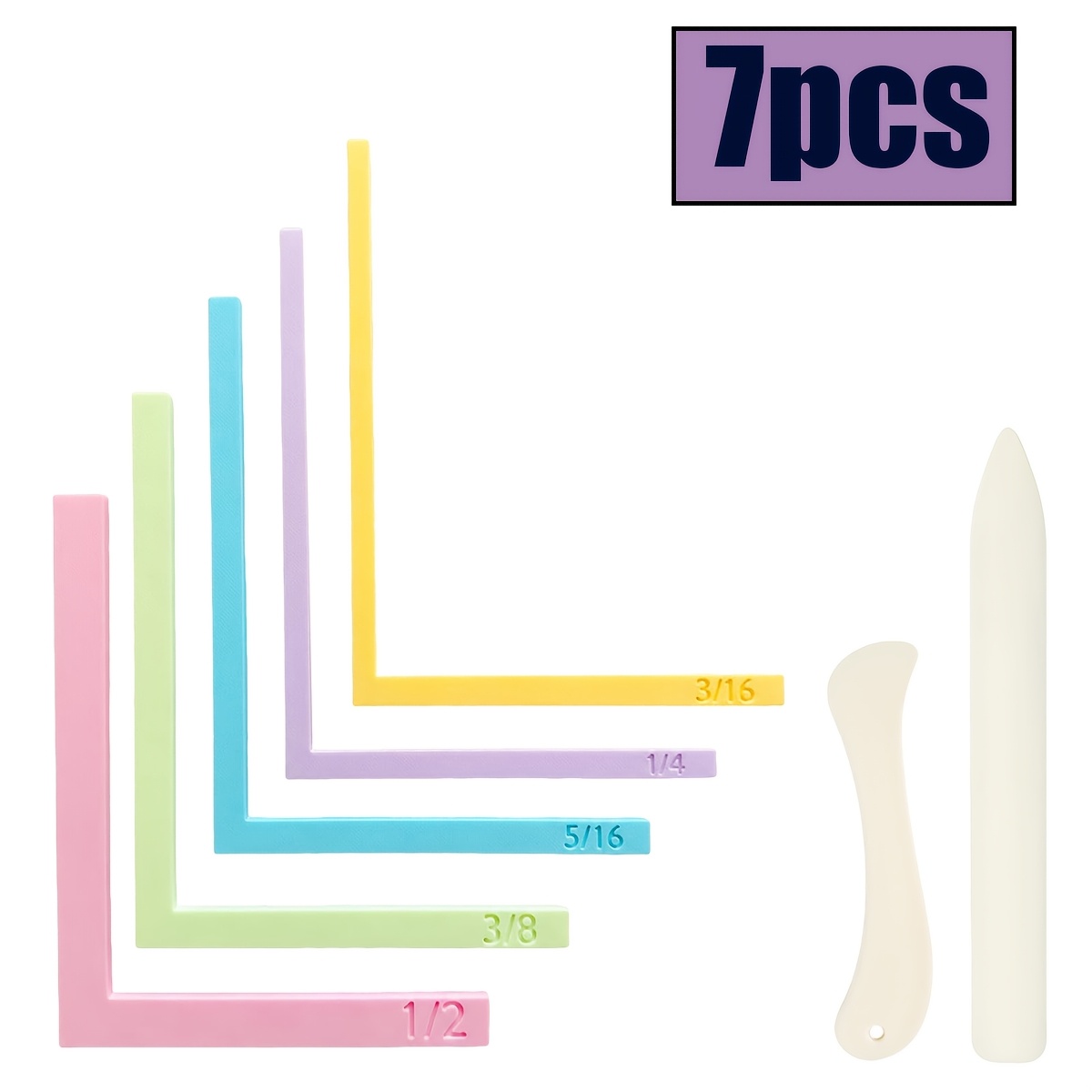 TEMU 7pcs Paper Craft Alignment Ruler Set, 5 Sizes L-shaped Paper Positioning Guide Rulers And 2pcs Bone Folder Paper Creasing Tools, Scrapbooking