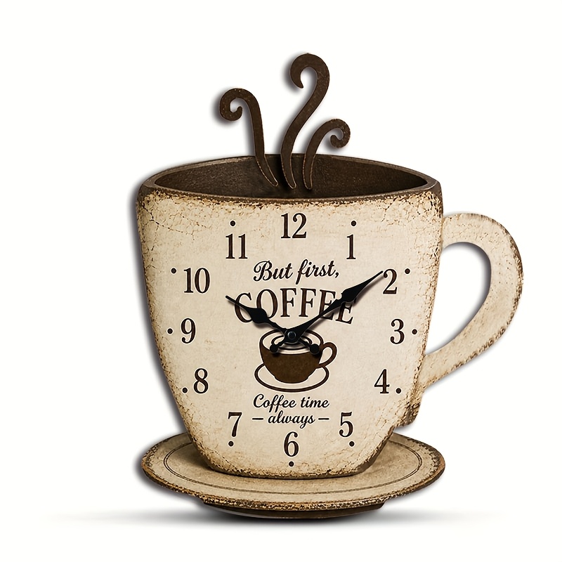 TEMU Retro Coffee Cup Wall Clock, Creative Coffee-themed Kitchen Decor Clock, Coffee Bar Restaurant Living Room Wall Decoration Clock, Gift Home