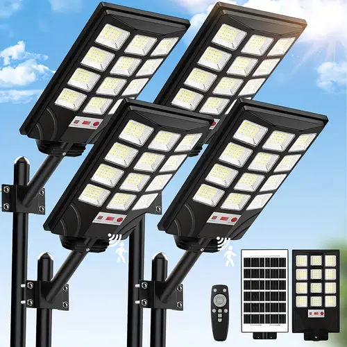 4pcs 2pcs solar light fixture outdoor 400 led beads 6500k high quality sensor solar floodlight with remote control commercial area parking night lighting from dusk to dawn