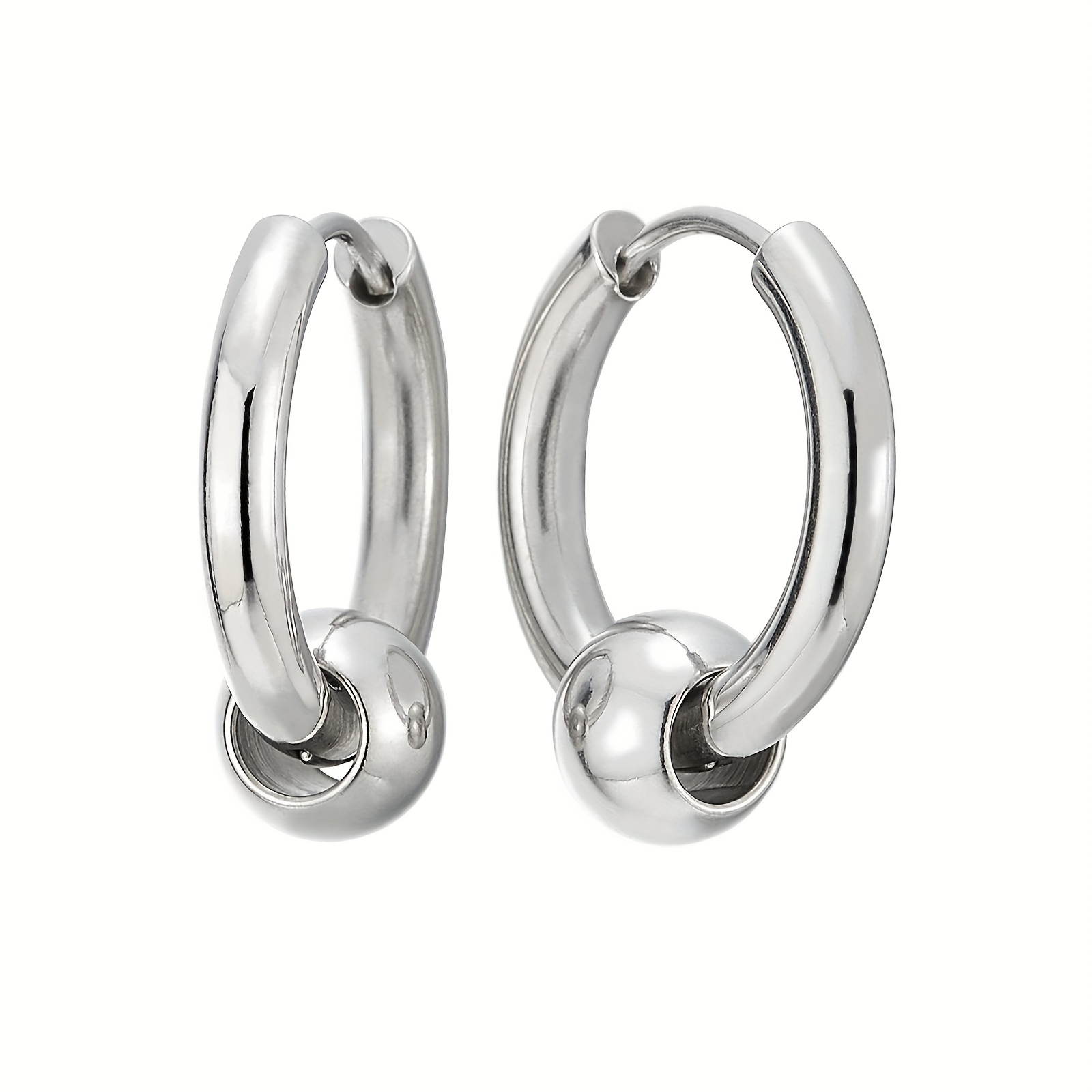 TEMU Un par de pendientes huggie minimalistas de acero inoxidable 304 304 304 304 304, disponibles en colores, perfectos para cualquier persona y se