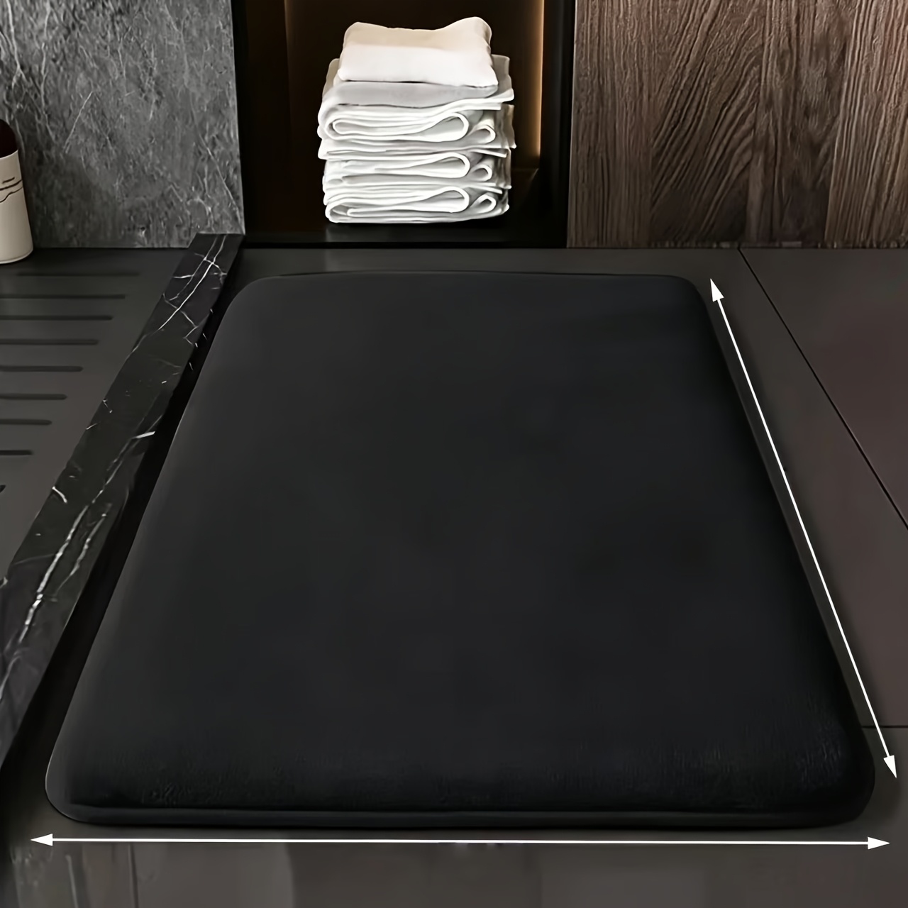 TEMU Tapis de bain - Ensemble en option 1pc ou 2pcs, tapis de bain en mousse à mémoire de moelleux avec support en PVC - Luxueux, couleur unie, motif