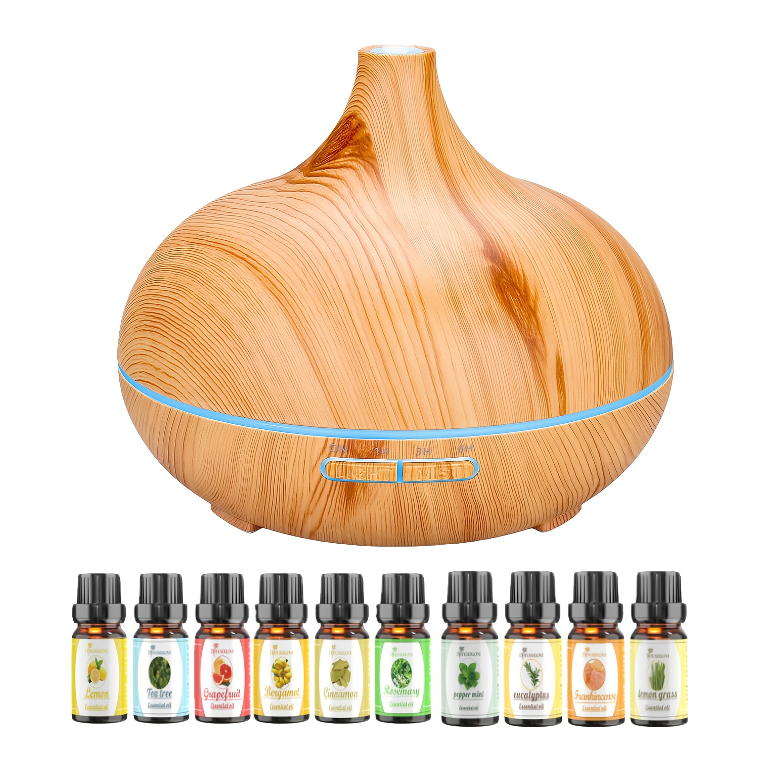 TEMU 10 Bottles Essential Oil Diffuser Onion Head Aromatherapy Humidifier Colorful Lights, Remote Control Adjustment, Suitable For Home Bedroom Office