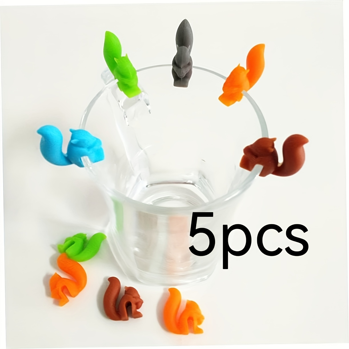 5pcs, 8pcs, 15pcs, Random Colors, Silicone Squirrel Tea Bag Holder Set, Hanging Cup , Cup Rim Tea Bag Holder, Colorful Drinkware Companion, Cup Identifier, Great Gift