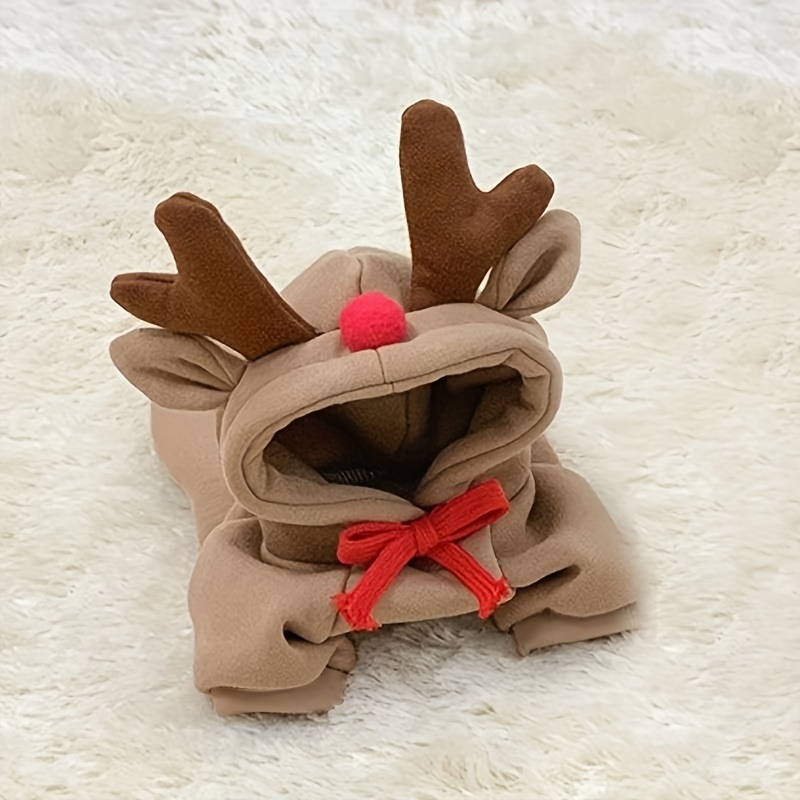 TEMU Pet Clothing Christmas Holiday Transformation Suit Reindeer Sweatshirt Small To Medium Dogs Winter Casual Warm