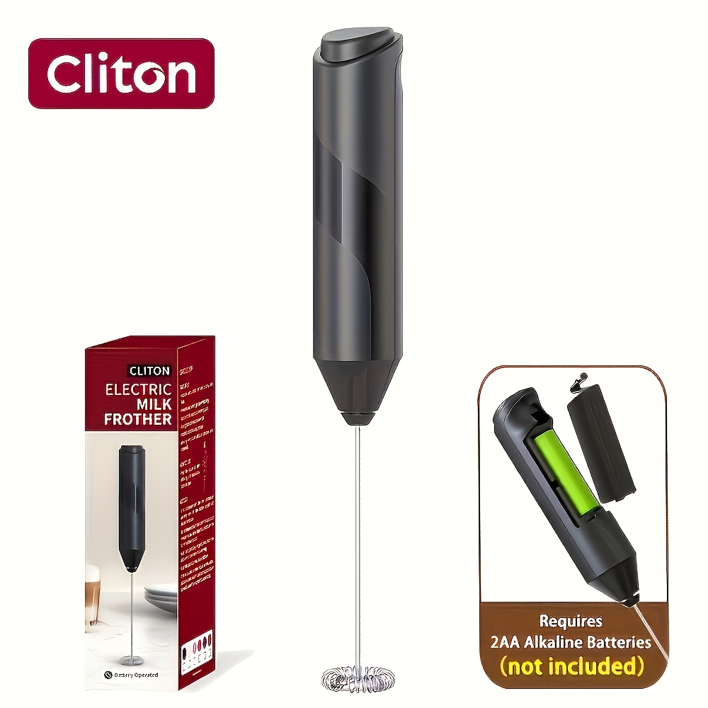E-shop Elektrischer Milchschäumer Handheld, Mini-Handmilchschäumer mit Edelstahlschneebesen - Batteriebetriebener Getränkemixer für Kaffee, Latte,