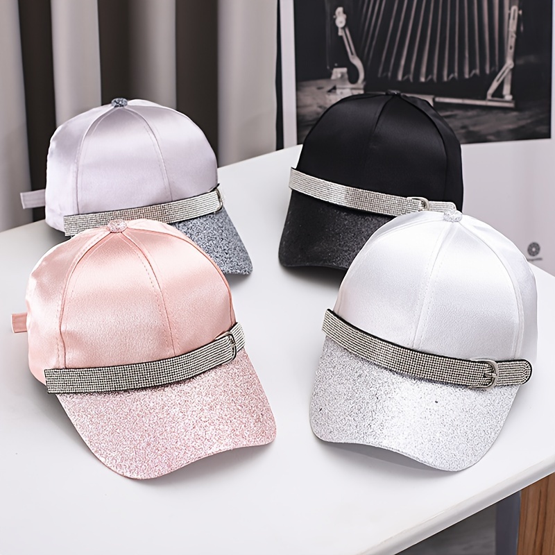 Stylish Pink and Gray Embellished Hat chic embellished baseball cap women adjustable - Temu United  main image 4