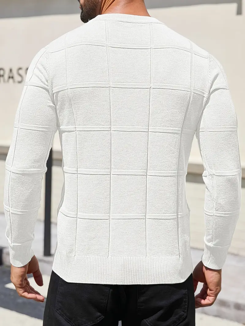 mens heavyweight 100 polyester sweater solid grey round neck long sleeve pullover with h shape silhouette ribbed neckline machine washable casual formal wear durable everyday layering essential Product details 25