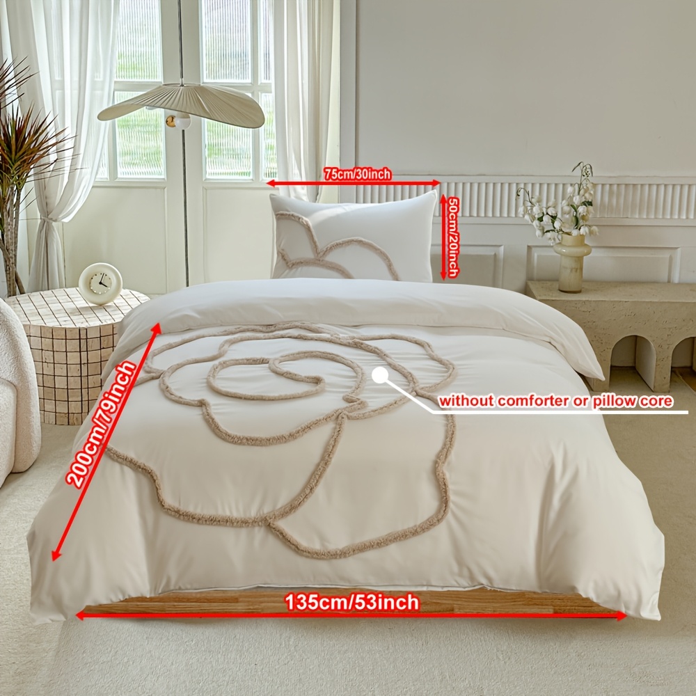 Image of Tufted Bed Cover Set 2/3 Sets (1 Bed Cover + 1/2 Pillowcase), Large , Simple And Comfortable, Bedroom Bedding Set, With Zipper And Corner Strap, Suitable For Women And Men