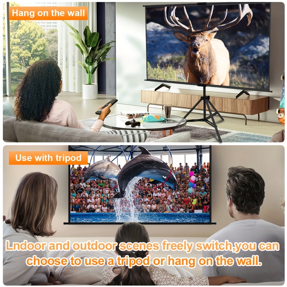   projection screen with bracket 60 72 inch outdoor projector screen 16 9 and tripod stand portable projection screen     on     wall mounted lightweight and compact easy to set up suitable for home theater backyard party office demonstration