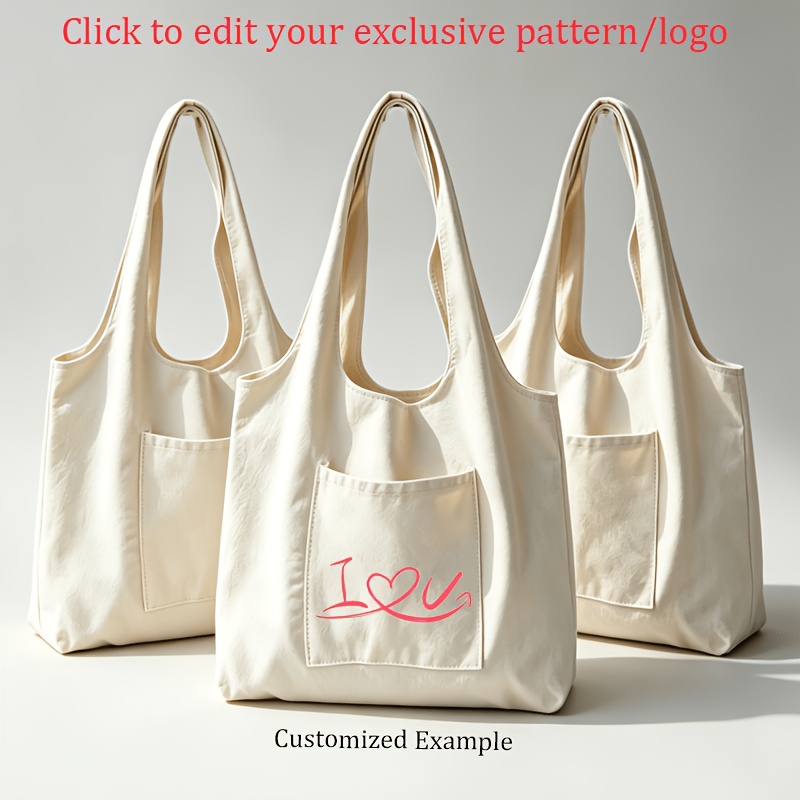 TEMU 3pcs Custom Pattern Women's Shoulder Bags, Personalized Photo/logo Crossbody Bags, Casual Shopping Bags, Large Capacity Zipper Shoulder Bags,