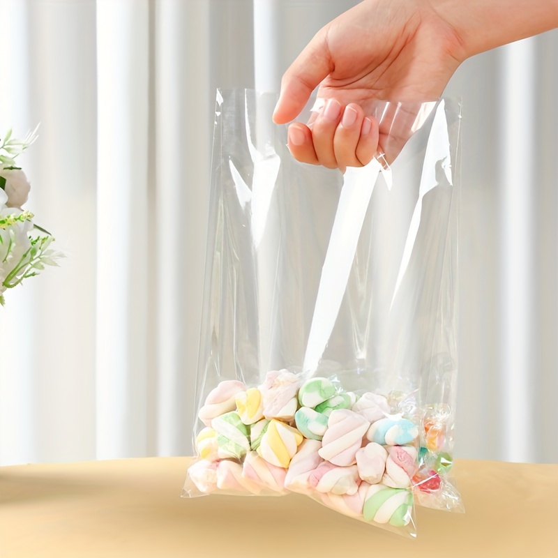 

50pcs Transparent Plastic Gift Bags - Birthday, Wedding, Shower, Christmas & Halloween Candy And Snack Packaging Candy Bags For Birthday Party