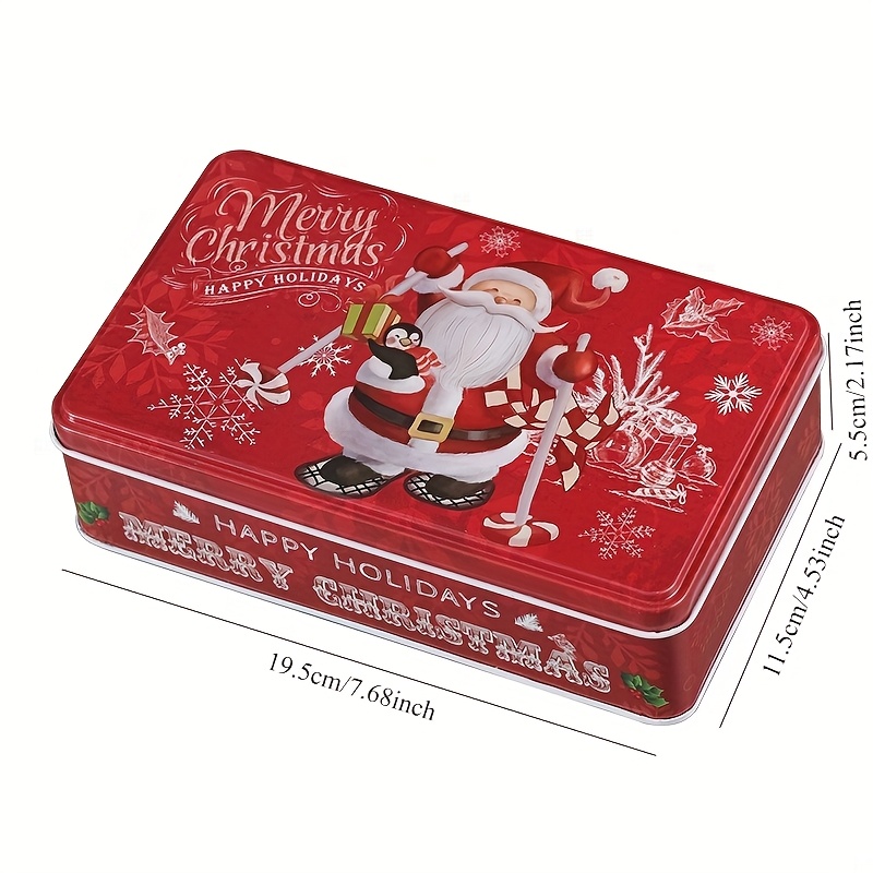 Christmas Themed Metal Storage Box with Lid - Festive Santa & Reindeer Design,    , Gifts, and Table Decor - Ideal for Christmas Enthusiasts and  , Christmas Decorations, Best for Christmas