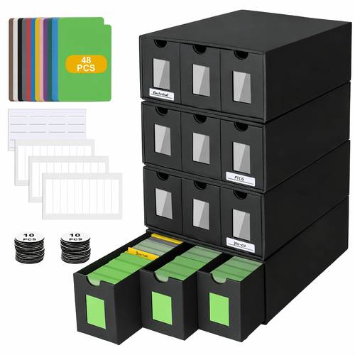 cardboard trading card storage box window 12 600 ct boxes 48 card dividers 12000 trading card organizer for collectible ptcg baseball cards with labels tapes