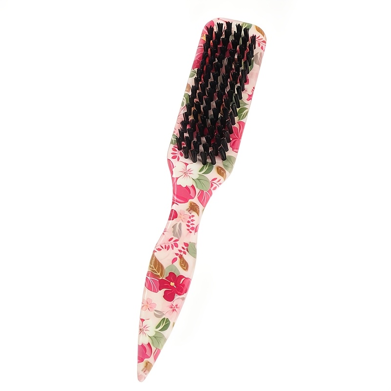 TEMU Floral Smooth Styling Brush For Sleek Ponytails And Buns, Flyaways And Controls Edges, Wide Tail Design For Easy Sectioning And Parting, Styling