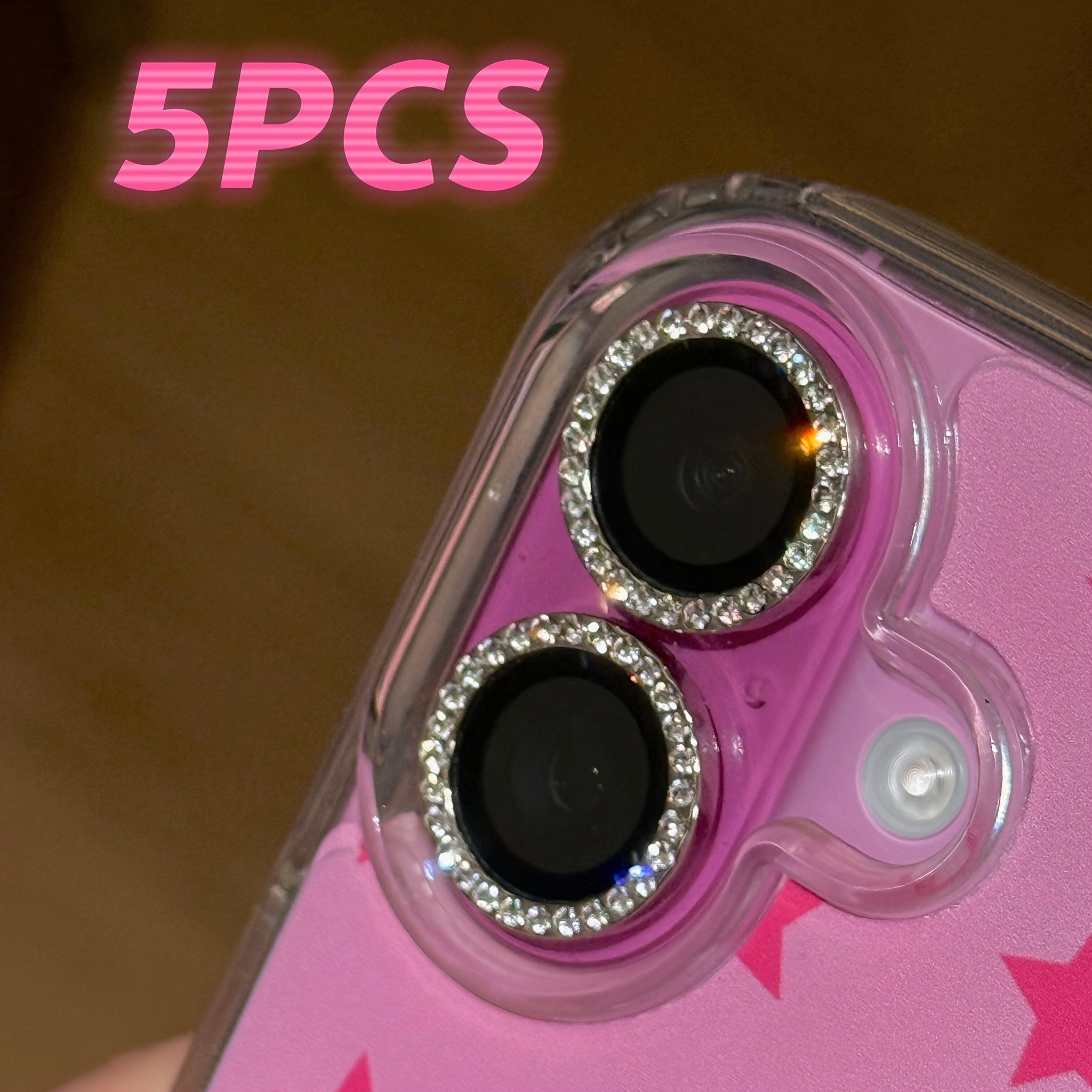 TEMU 5pcs Large Diamond Rear Camera Lens Protector, Single-piece Protection, Compatible With Iphone 17 Pro/17 Pro Max/16/15/14/13/12/11 Pro Max,