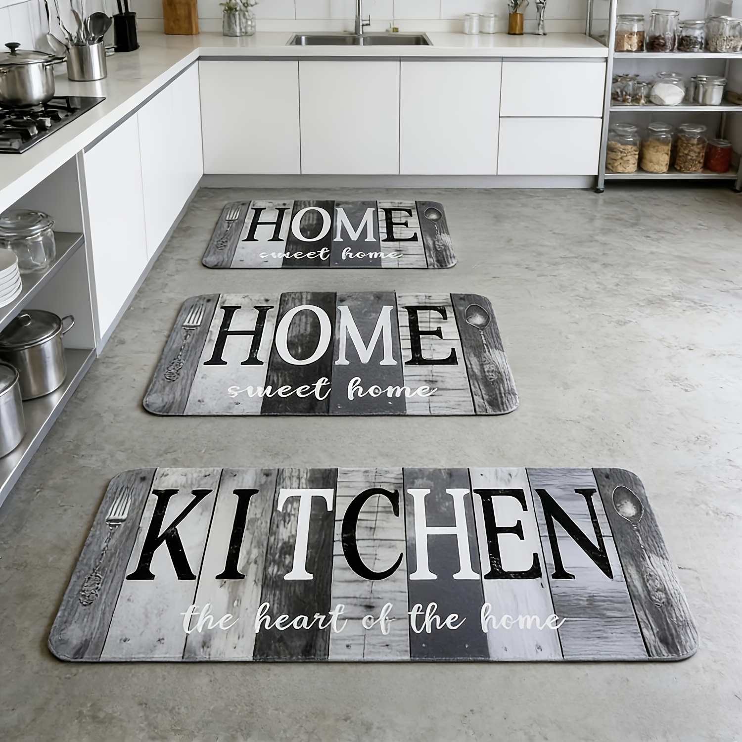 Temu – TEMU 3pcs Kitchen Mats, Wooden Kitchen Floor Mats, Sweetheart Home Kitchen Carpets, Kitchen Decoration, Comfortable, Suitable For Bedroom, Living