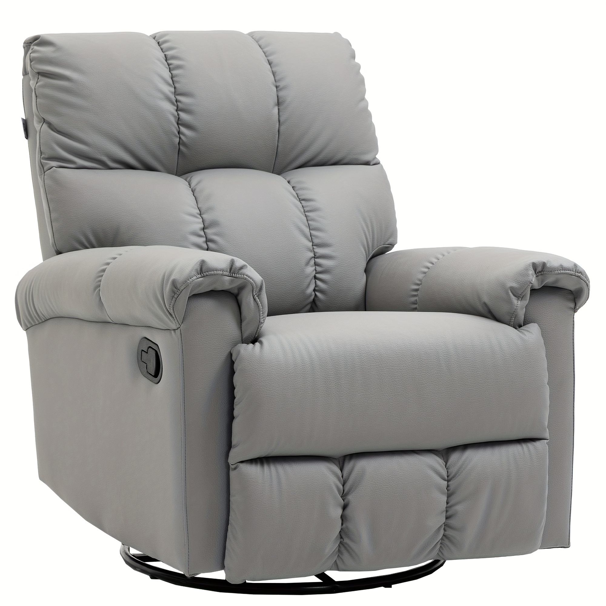 

Homcom Rocker Recliner Chair With Overstuffed Back And Seat, Faux Leather Manual Reclining Chair With Footrest And 360 Swivel Rotation Base For Living Room, Gray