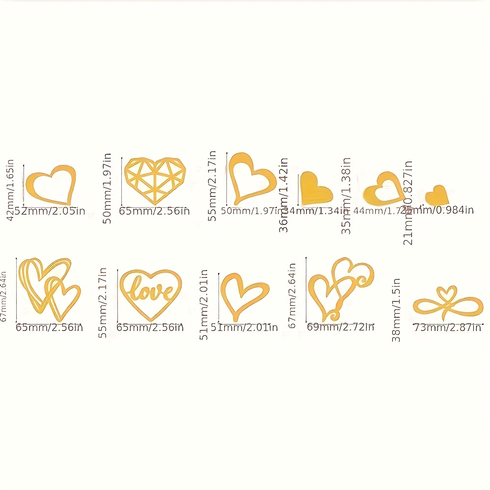 TEMU 10 Golden Acrylic Cake Decorations Love Heart Cake Toppers For Halloween,christmas Event & Party Supplies Halloween&christmas