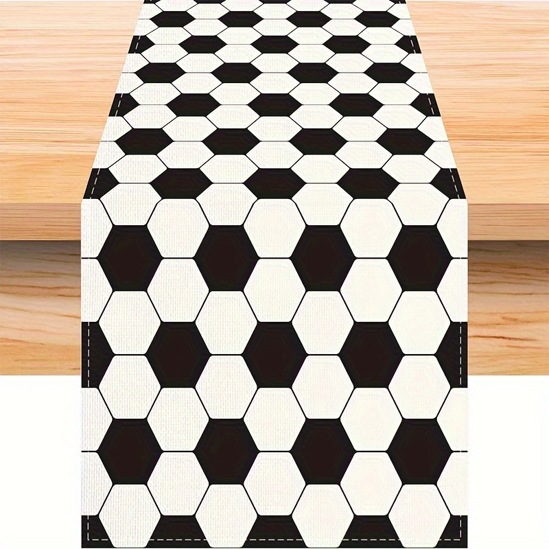 

1pc, Table Runner, Geometric Pattern Soccer Theme Table Runner, Long Decor, Soccer Party Decoration And Supplies For Dining Table