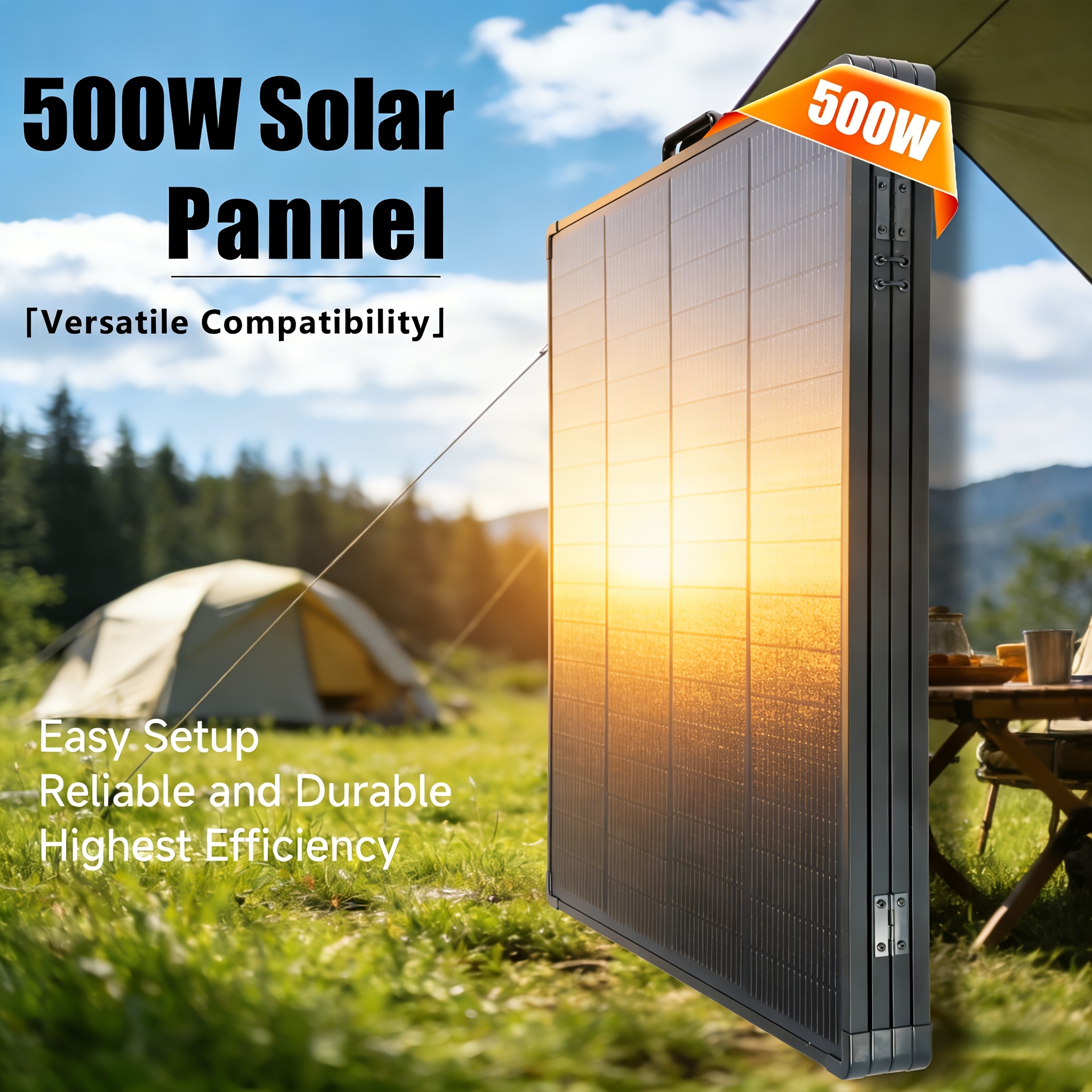 Image of Lvyuan 500w Portable Foldable Solar Panel, 16bb N-type Monocrystalline High 24.5% 4-fold With Adjustable , Mc4 Connector Cable Compatible For Rv Camping Roofs Boats
