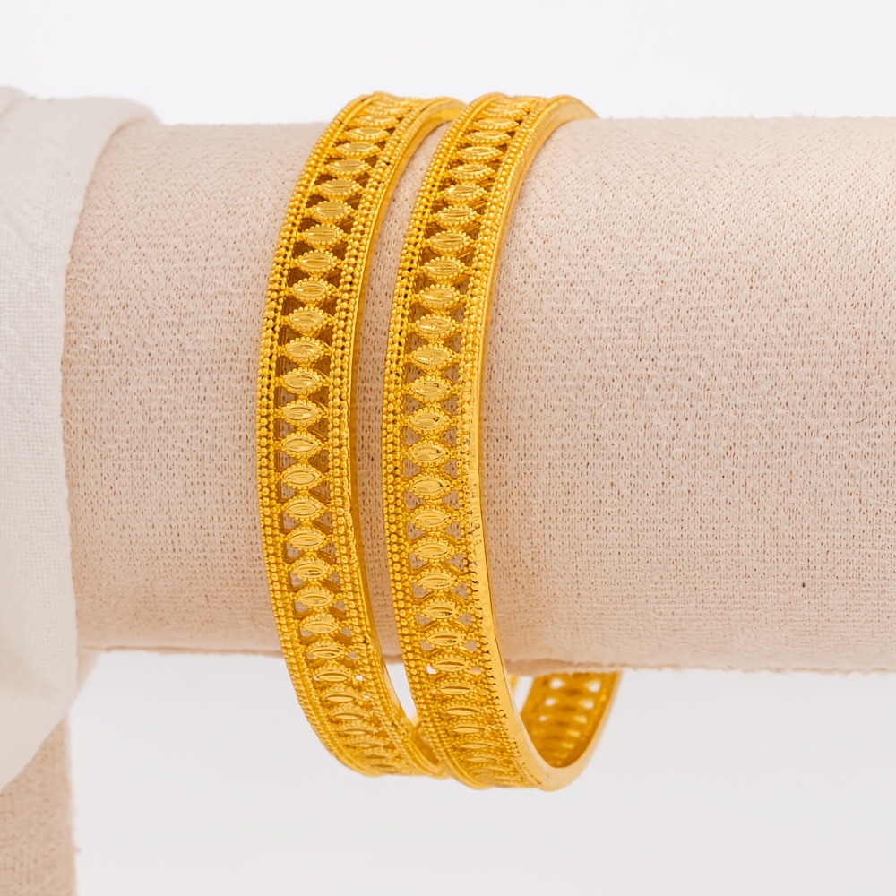 TEMU Middle East 2pcs Dubai Women's Fashion Bracelet European And American Jewelry Bridal Luxury Ethnic Style Bracelet African Nigerian Women's
