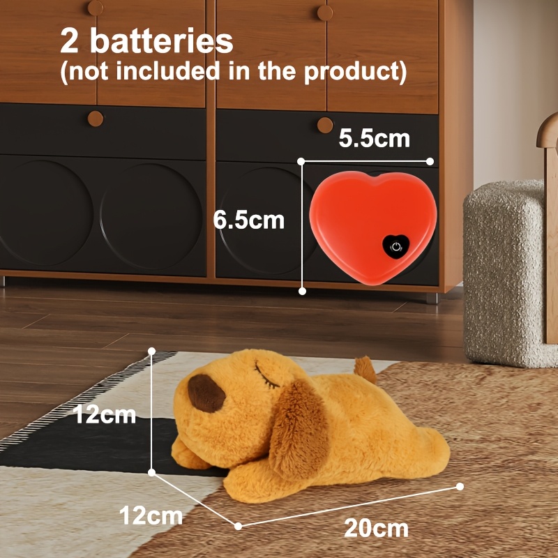 TEMU Npet Soft And Cute Puppy Sheep Plush, Comfortable Dog Training With Warm Animal Heartbeat - Battery Not Included!, Accessory, Design, Material, Small Pets