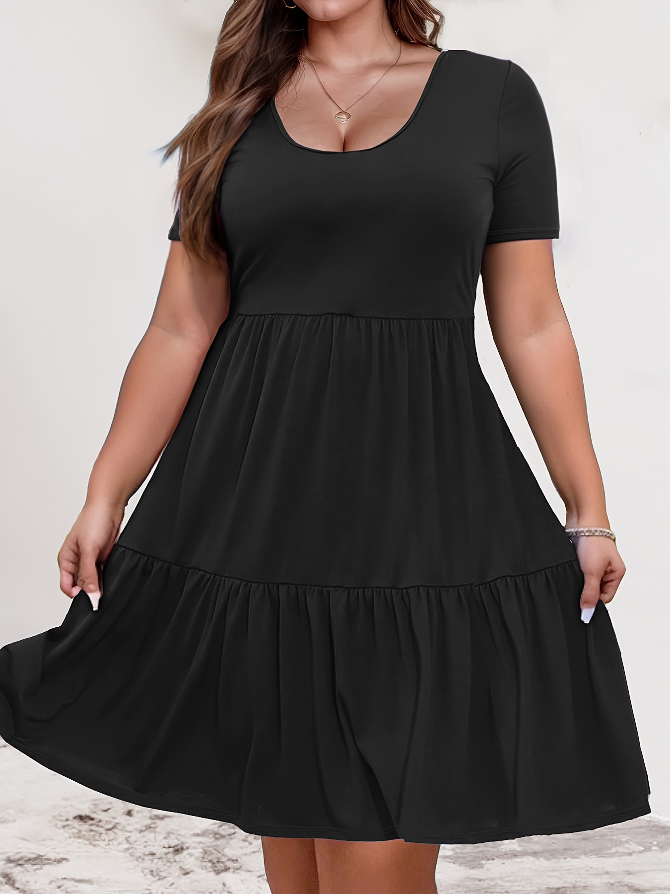 plus size, plus size women's pleated mini dress, spring/summer | Great  Deals | Temu Ireland