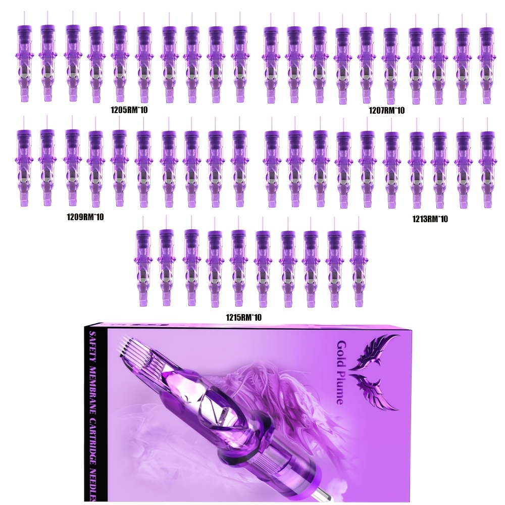 Image of Tattoo Needles 50 Mixed Sizes Disposable Needles, 1205rm, 1207rm, 1209rm, 1213rm, 1215rm 5 Models Mixed, Smooth Ink Flow, , Essential Tattoo Supplies For Tattoo Beginners And Professional