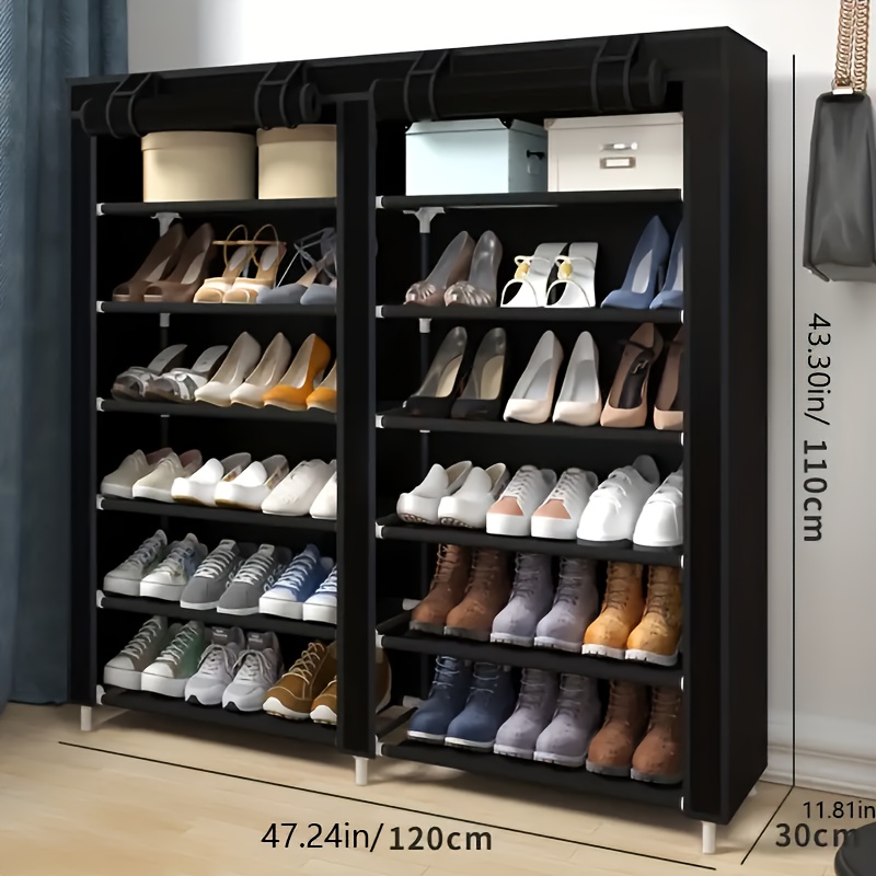 TEMU Spacious Multi-tier Stainless Steel Shoe Rack Organizer - Dust-proof, Adjustable Shelves For , Ideal For Room, Large Capacity Storage Cabinet For All Footwear Types, Shoe Storage Organizer