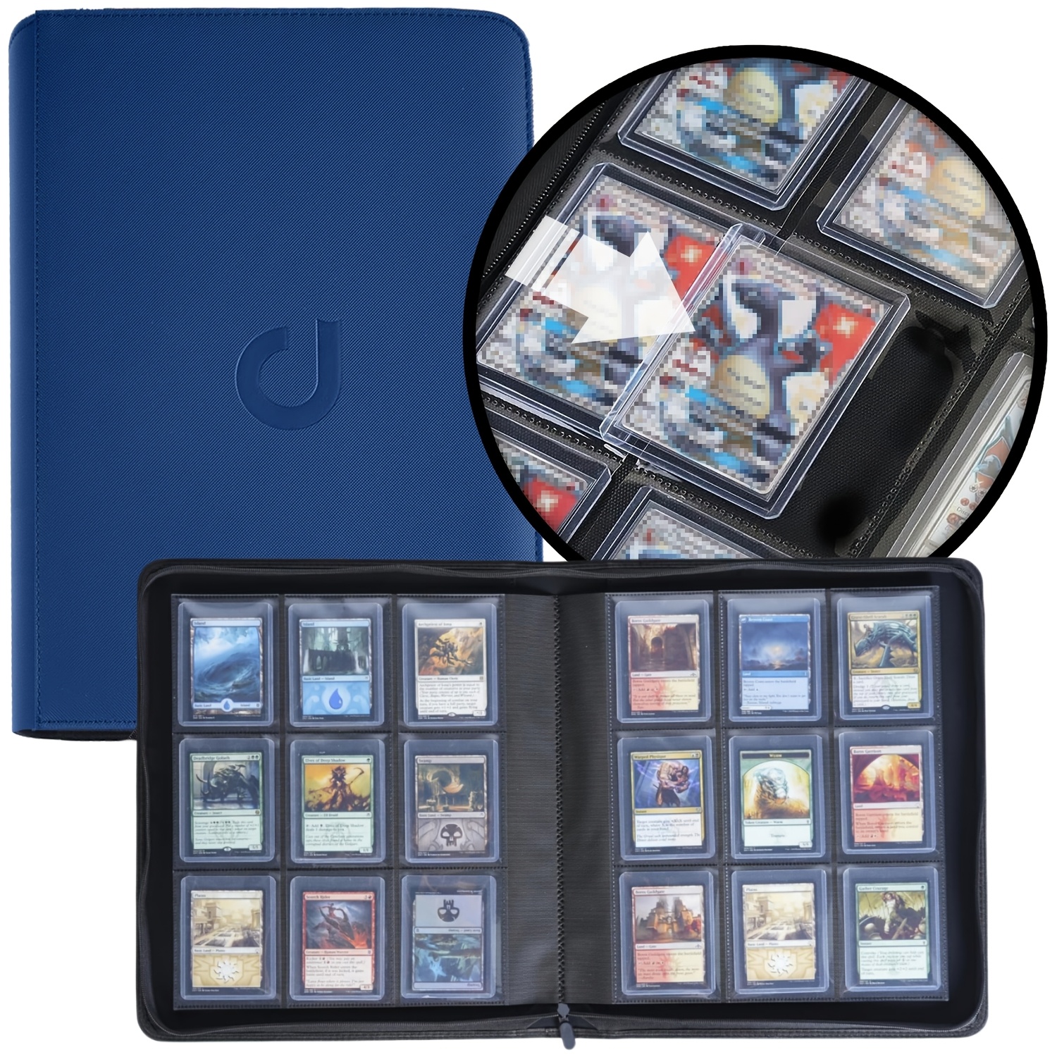 

Premium Pu Leather 9-pocket Trading Card Binder - Holds 288 Cards, 3x4 Rigid Sleeves For Sports & Trading Cards, Secure Storage Case With Clear Plastic Sleeves, Collectors, Trading Card Storage