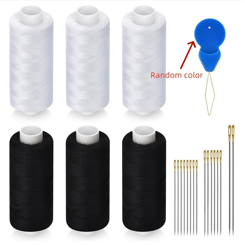 E-shop 6er-Pack Nähgarn-Set, 500 Yards pro Spule 402 Polyesterfaden mit Nähnadel und Einfädler, Nähmaschinenfaden, Handnähen, Stickerei