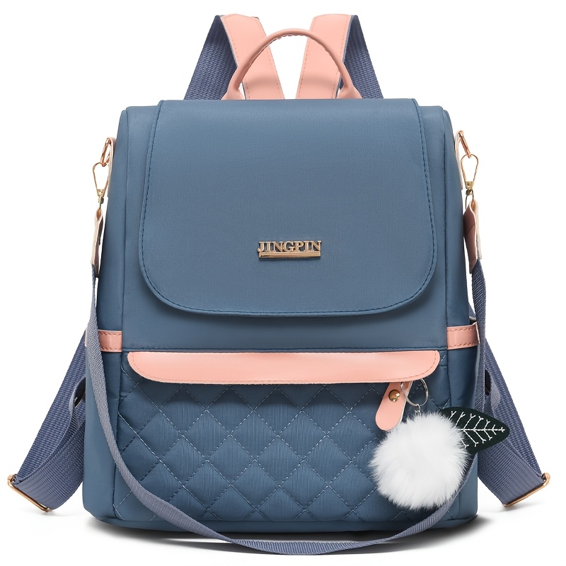 TEMU Sac à dos anti-vol matelassé léger, multi-poches, détail brodé, sac de voyage pour femmes de haute qualité. Porte-cartes pour femmes, sac à dos