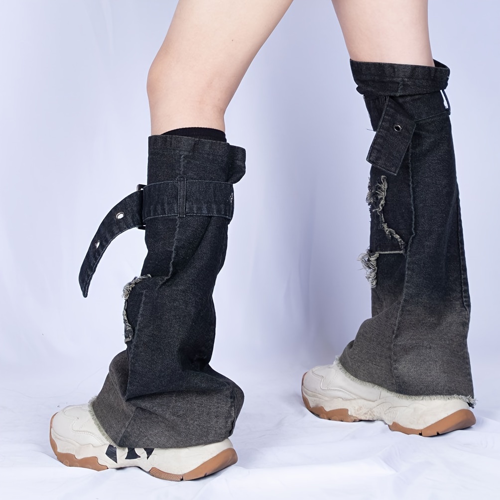 a pair y2k new style denim punk washed retro Temu Bahrain