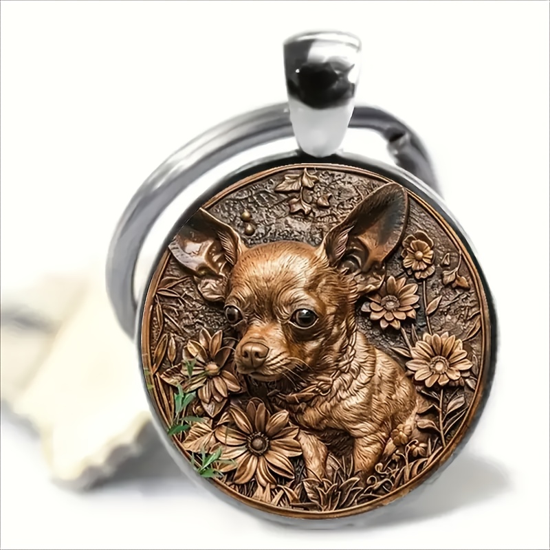 

Chic Vintage Chihuahua Keychain - Zinc Alloy, Perfect Gift For Dog Lovers, Ideal For Bags & Backpacks