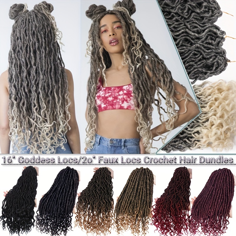 3packs goddess box braids crochet hair 20 inch 16 inch solid ombre boho crochet twist braids   locs with curly ends dreadlocks 24 strands   for   bohomian box braids crochet   locks hair extensions soft re looped details 3