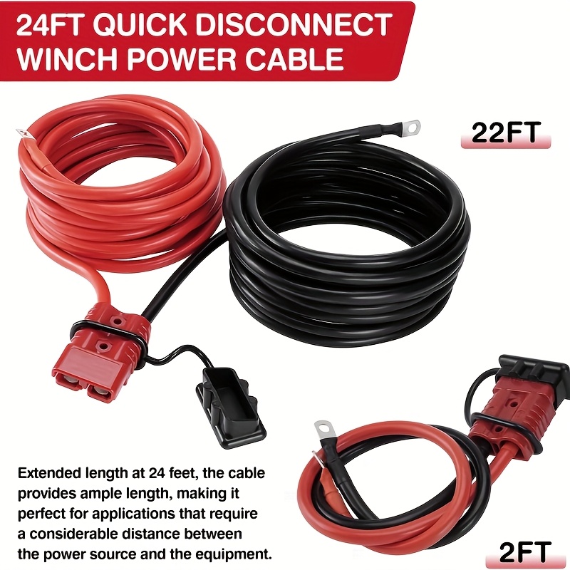 TEMU Quick Disconnect Winch Power Cable, 4 Awg Copper Wiring, Heavy Duty Quick Disconnect Cables