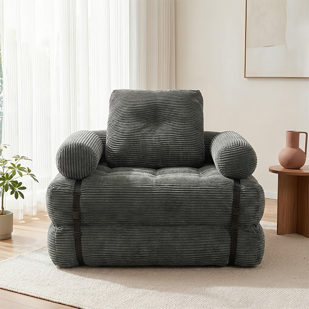 Image of 180cm Luxury Single Sofa Chair Convertible Sofa Bed Corduroy Vacuum Compressed Couch No For Living Room Apartment Study Home Theater Villa Household