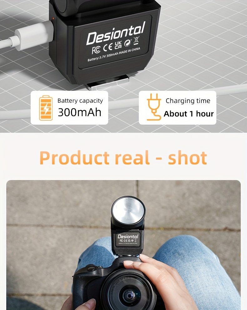 flash portatile per fotocamera mini   f02 con batteria li-ion integrata e ricarica usb-c per fotocamere  , sony, nikon, fuji,   e    . (riflettore universale) Dettagli dell'articolo 12