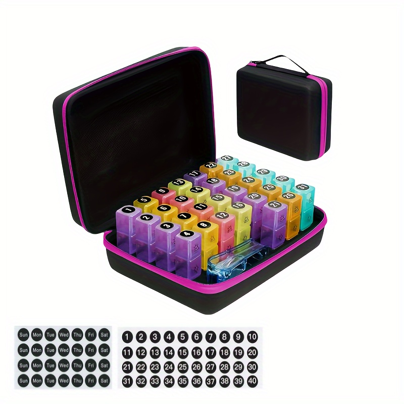 1set Pill Box Organizer Bag 31-slot Pill Case Storage Container Morning Evening 3-time Reminder Box Stickers And Pill Cutter Easy Portable Pill Case Classic Fashion Style With Empty Pill Box