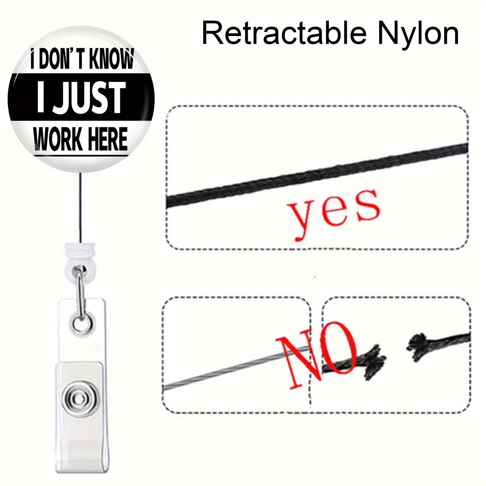 1pc Nurse Retractable Badge Reel With Clip ID Badge Holder I Don't Know I  Just Work Here Badge Funny Glitter Badge Reel Gift For RN LPN CNA Nurse Doct