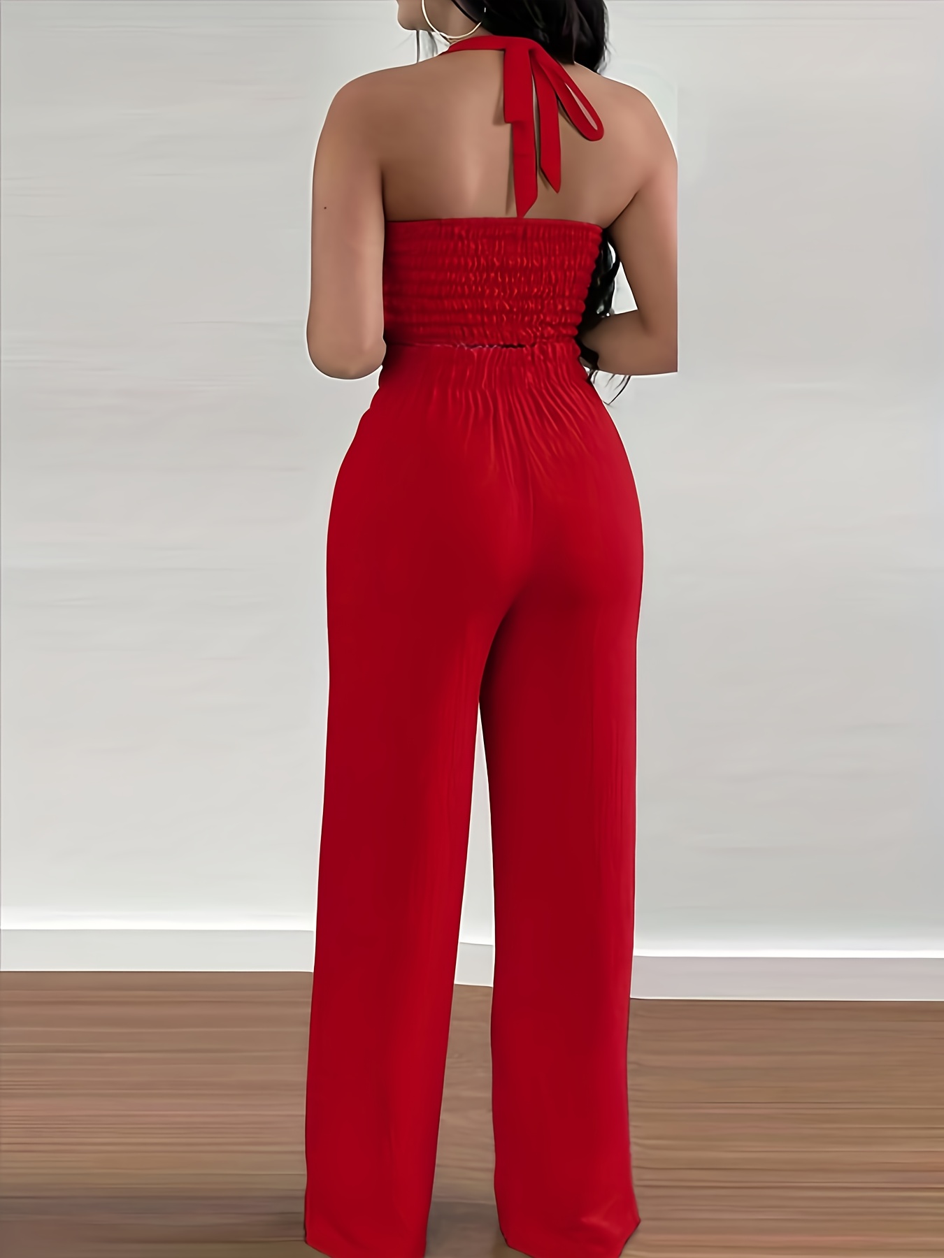 Nuevo conjunto de dos piezas para mujer: elegante top halter sin espalda y pantalones de pierna ancha, ideal para vacaciones y un estilo casual - Imagen 5