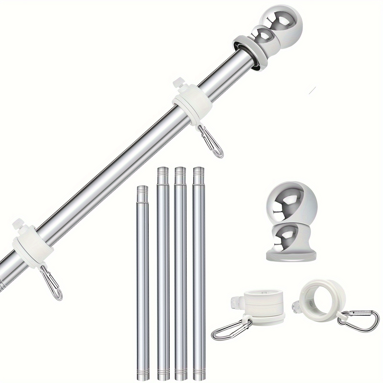 

5ft Heavy Duty Outdoor Flag Pole Kit - Free Porch Flag Pole With Flag Pole Rings For Your Home Or Business, Without Base And Flag