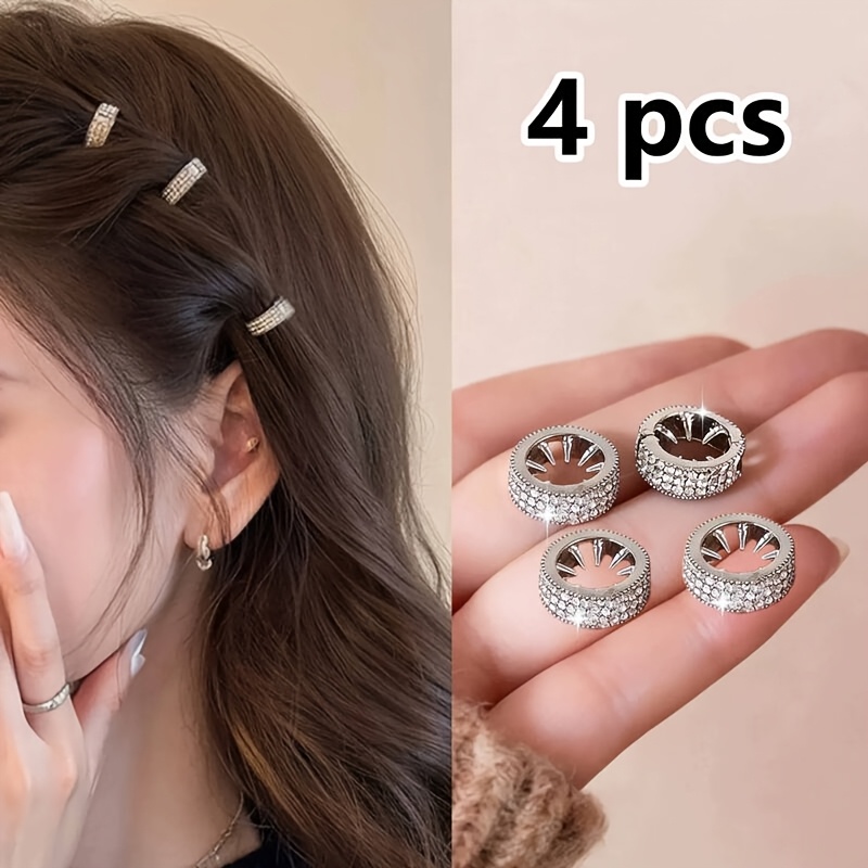 TEMU 4pcs Nouvelles Boucles de Cheveux Rondes Clips de Frange Femmes Côté Cheveux Cassés Petite Clip Coiffure