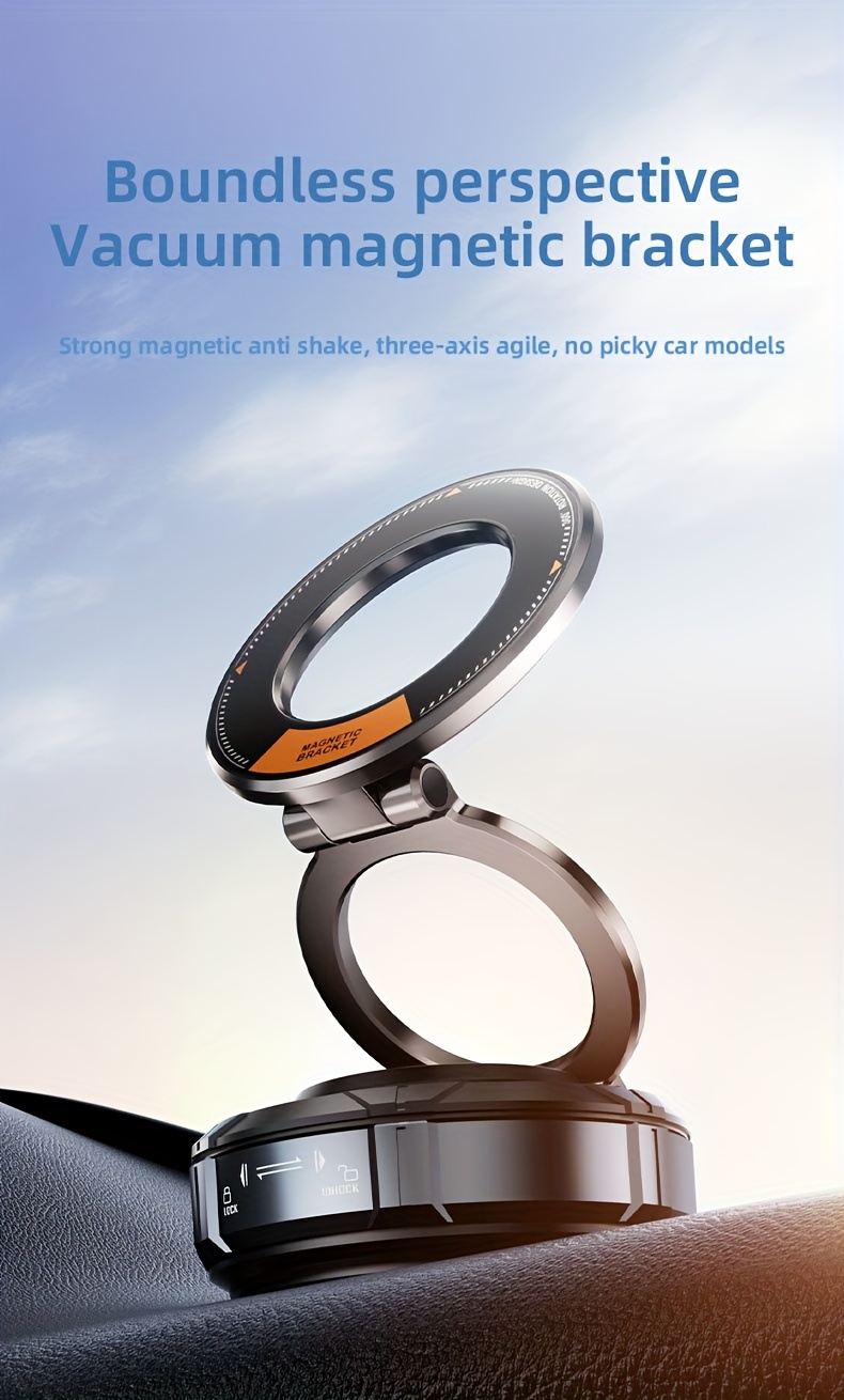 car metal magnetic suction cup universal vacuum adsorption automatic suction pad dashboard foldable rotatable multi function phone holder for navigation Product details 0